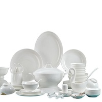 Peralatan Makan Porselen Putih Jingdezhen, Kombinasi Mangkuk, Piring, dan Sumpit, Hadiah Bisnis, Warna Underglaze Sederhana, Keramik