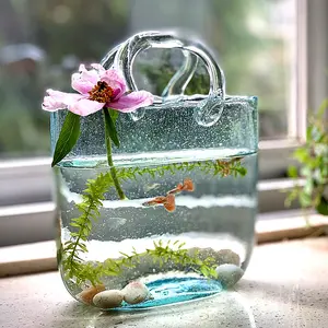 Украшение для дома прозрачная сумка с пузырчатой стеклянной ваза для цветов
