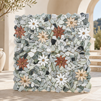 Mosaïque de marbre découpée au jet d'eau, motif floral de luxe pour sol et mur, idéale pour hall d'hôtel, bar, restaurant, café, usage commercial