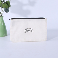 Pochette zippée en toile de coton réutilisable, portable et recyclable, motif lettres, personnalisable pour maquillage et cosmétiques