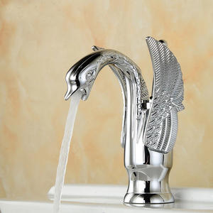 बेसिन नल के नए उच्च स्वैन नल मेहराब डिजाइन लक्जरी वॉश मिक्सर पीतल के गर्म और ठंडे टैप्स सोने के प्लेटेड सिंगल होल टैप - Product Image 1