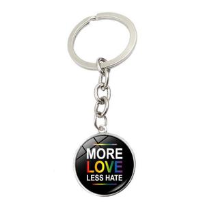 Stock <span class=keywords><strong>LGBT</strong></span> orgullo Arco Iris orgullo Más amor Menos odio Llavero Colgante llavero - Product Image 1