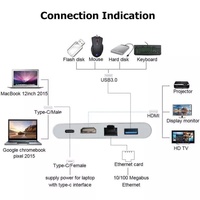 Alüminyum Tip C Hub USB C - 4K HDTV RJ45 Lan Ethernet USB 3.0 Port Adaptörü 4'ü 1 Arada USB C Hub