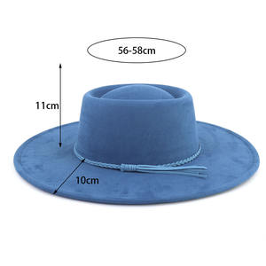 Sombrero Fedora de Ala Ancha de Moda, Sombrero Panamá Vintage Grande, Sombrero Fedora de Fieltro con Parte Superior de Corazón de Gamuza para Hombre y Mujer - Product Image 6