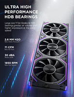 Ventilateur de boîtier PC Asiahorse Dawn-Pro ARGB 120 mm à roulement à bille, 4 broches PWM, refroidissement à haut débit d'air, pour PC de jeu, refroidisseur de CPU, noir/blanc, faible bruit
