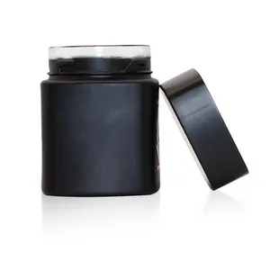 Smellproof 5 10 15 30 50 60 100 200 g काले spiece भंडारण टिन यूवी संरक्षण ग्लास जार के साथ प्लास्टिक टोपी काले ग्लास जार