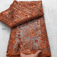 4668 Tissu en dentelle perlée Kalume Nouvelle Mode, Tissu en dentelle filet coloré à sequins, Broderie florale, Dentelle en maille perlée pour Robe de Mariée