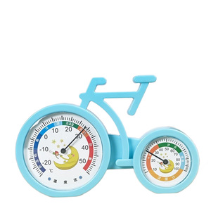 Termómetro con forma de bicicleta rosa, higrómetro, medidor de temperatura y humedad interior, material PP, no necesita electricidad - Product Image 2