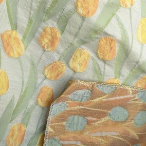 Nais Mới Nhất 100Poly Nhỏ Màu Trắng Sáng Màu Vàng Tulip Hoa Mô Hình Thổ Cẩm Jacquard Vải Cho Mùa Xuân Mùa Hè Quần Áo Ăn Mặc - Product Image 4