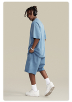 T-shirt Homme Haut de Gamme en Coton Lourd Tricoté 100% Coton, Manches Courtes, Couleur Unie, Coupe Oversize, Col Rond, Logo Personnalisé, Anti-boulochage