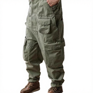 Overoles de Trabajo Personalizados de Algodón para Hombre, Cintura Elástica, Corte Recto, Cintura Media, Ajuste Holgado, Cierre Completo con Bolsillos Utilitarios - Product Image 4