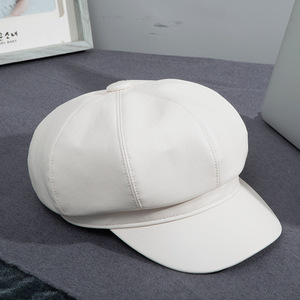 <span class=keywords><strong>Gorro</strong></span> <span class=keywords><strong>de</strong></span> invierno <span class=keywords><strong>de</strong></span> PVC estilo coreano, octogonal, con forma <span class=keywords><strong>de</strong></span> calabaza, tipo <span class=keywords><strong>gorro</strong></span> <span class=keywords><strong>de</strong></span> <span class=keywords><strong>pintor</strong></span> artístico, con visera grande y borde ancho, <span class=keywords><strong>de</strong></span> 6 paneles - Product Image 4