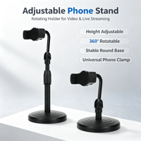 Support de téléphone universel réglable en plastique pour bureau, idéal pour le streaming en direct, l'enregistrement vidéo, le télétravail et les études