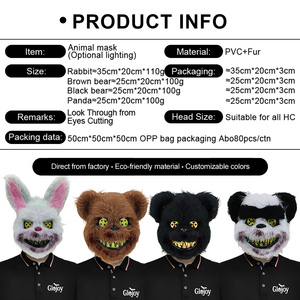 Masque d'horreur animalier effrayant pour Halloween, accessoire <span class=keywords><strong>de</strong></span> fête, accessoire <span class=keywords><strong>de</strong></span> farce, accessoire <span class=keywords><strong>de</strong></span> mascarade, personnalisable - Product Image 2