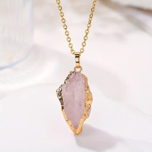 Perhiasan kristal alami kalung liontin kristal Amethyst Quartz mawar untuk hadiah wanita - Product Image 2