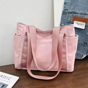 Sang trọng của phụ nữ <span class=keywords><strong>Tote</strong></span> Túi xách mềm bông thời trang <span class=keywords><strong>Tote</strong></span> túi rộng rãi <span class=keywords><strong>Tote</strong></span> với túi nội thất hàng ngày màu rắn túi vải - Product Image 1