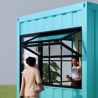 Kiosque de service commercial personnalisé en conteneur, bar à café, avec fenêtre de service et porte vitrée