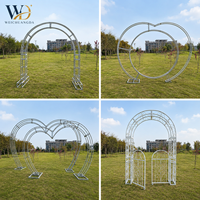 Arco de Boda de Hierro Forjado de Doble Poste Personalizado, Soporte de Fondo en Forma de Corazón Estilo Truss, Marco Decorativo Floral para Escenario Exterior