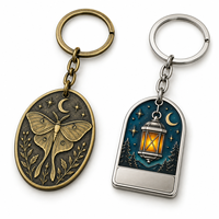 Porte-clés personnalisé en métal plaqué avec image florale de papillon, logo sur mesure, vente en gros, cadeau souvenir, fabricant OEM ODM en gros