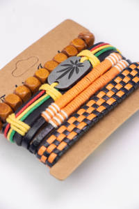 Juego de 5 Pulseras de Cuero Trenzado Unisex, Clásicas, Vintage, con Dije de Árbol de la Vida y Timón, Cuentas de Madera, Estilo Étnico Tribal - Product Image 3