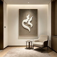 Art mural abstrait 3D luxueux de style décoratif moderne, fait main, avec cadre gris et base en MDF, idéal pour la décoration d'hôtels, de bureaux et de maisons.