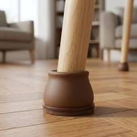 Patins de protection marron pour pieds de meubles, en silicone et feutre, antidérapants, anti-rayures pour sols, pour canapé et table