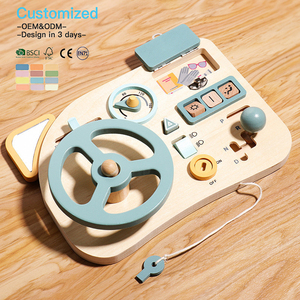 EDULAND OEM ODM <span class=keywords><strong>Juguete</strong></span> de Madera Montessori para Niños Pequeños, Tablero de Actividades con <span class=keywords><strong>Volante</strong></span>, Escena de Conducción, <span class=keywords><strong>Juguete</strong></span> Educativo Sensorial de Madera para Juego de Imitación - Product Image 2