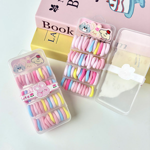 Élastiques à cheveux coréens en velours pour enfants, boîte à 5 compartiments, design coloré de dessins animés, accessoires capillaires quotidiens pour filles - Product Image 3