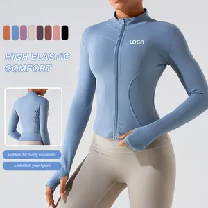 XH0277 New full Zipper Long Sleeve Yoga Coat For Autumn And Winter Slimming Yoga Running Fitness Sports Jacket/jumper