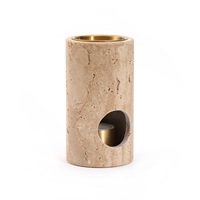 Brûleurs d'huiles essentielles MAXER en travertin turc beige/blanc, sculptés à la main en pierre naturelle, diffuseurs de cire fondue (logo personnalisé disponible)