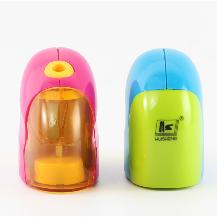 Оптовая продажа, бесплатный образец, качественная Пластиковая точилка для карандашей Huisheng, электрическая точилка для карандашей для студентов, школьные точилки для карандашей
