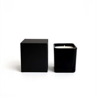 Vente chaude de pots de bougies parfumées de luxe, 8 oz, 10 oz, 12 oz, pots de bougies carrés uniques en noir avec boîte