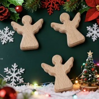Artisanat en bois en forme d'ange, décoration pour prière et baptême, fournitures cadeaux, pendentif ailes d'ange, ornements en bois de hêtre