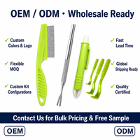 Kit d'outils d'élimination des tiques 6-en-1 en acier inoxydable et plastique avec peigne anti-puces et extracteur - Portable et ultra-sûr pour chiens, chats et chevaux