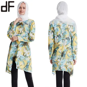 卸売ブラウスレディース2021-2022エレガントな花柄バジュブラウス服イスラム女性シルクブラウス女性用長袖ドレスシャツ