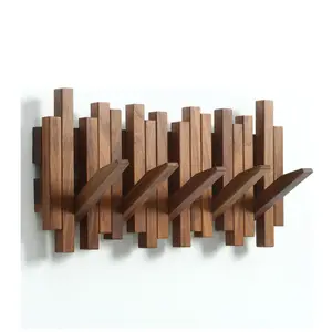 Naturholz Wandmontage Klaviermantel-Rack Eingangswand-Aufbewahrung mit Haken Wandanlage 5 Haken