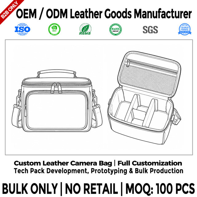 Private Label OEM ODM Factory Vegan Leather Digital Gear Sling Camera Bags Shockproof Video Camera Storage Bulk Manufacturer