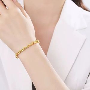 Xinfly Gifts Luxury Custom Brand Jewelry Paperclip <b>Men</b> and Women Pure 24K Genuine Yellow 999 Real Gold Bracelet - Product Image 2