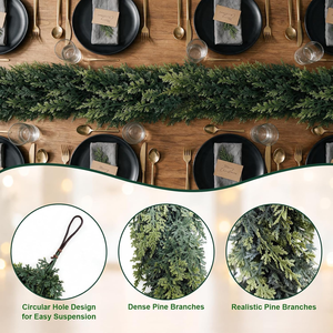 Guirlandes de Noël en plastique Elonna 9M, aspect réaliste, toucher réel, guirlande d'hiver pour Noël, durable, décoration artificielle pour intérieur/extérieur - Product Image 5