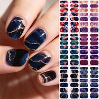 Bandes de vernis à ongles marbré aquarelle pastel non toxiques RTS, 14 embouts, pailletés, enveloppement complet pour manucure DIY et autocollants pour ongles de salon
