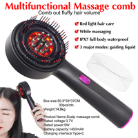 Masseur électrique du cuir chevelu, applicateur d'huile pour le cuir chevelu avec lumière rouge, portable, rechargeable, peigne de massage profond relaxant pour la tête