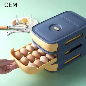 Custom Plastic Egg Storage Box with Roll Egg Type Superimposed Lid Kitchen <b>Drawer</b> Bin Fresh-Keeping Refrigerator Storage - Product Image 4