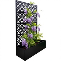 Jardinière moderne noire en aluminium avec motif diamant gravé au laser, design étanche, écran d'intimité, pour vente en gros