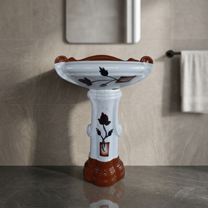 Sterling Vitrosa Blue Double Color Ceramic Full Pedestal Wash <b>Basin</b> Premium Designer Bathroom - Product Image 4