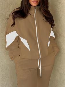 Survêtement à fermeture éclair pour <span class=keywords><strong>femme</strong></span> Gym Wears for Ladies Gym Fitness Sets Brand Women's Fitted Female Tracksuit Set - Product Image 4