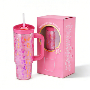 Vaso Térmico Everich de Acero Inoxidable 18/8 con Logotipo Personalizado, 30 oz, con Asa y Pajita, Taza Aislada al Vacío <span class=keywords><strong>para</strong></span> Viajes al Aire Libre - Product Image 1