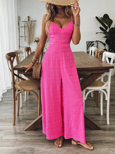 Venta Directa de Fábrica: Vestido Largo Casual de Verano con Cuello en V, Tirantes Finos, Color Sólido, Estilo Espagueti, Largo hasta el Suelo, Encaje Natural, Lavable - Product Image 3