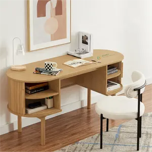 Guanji Meubels Kantoor Hout Pc Studie Tafel Met 2 Grote Deuren Diepe Archiefkast Computer Natuurlijk Bureau Nieuw Ontwerp Houten