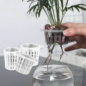 Greenhouse Plastic Clear Mesh Pot Vegetables Grow Basket Hydroponics System Net Cup Net Pot