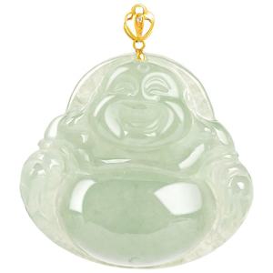 Pendentif Bouddha en Jade naturel du Myanmar, incrustation en or 18 carats, accessoires de mode pour femmes, bijoux D994/D995 - Product Image 5